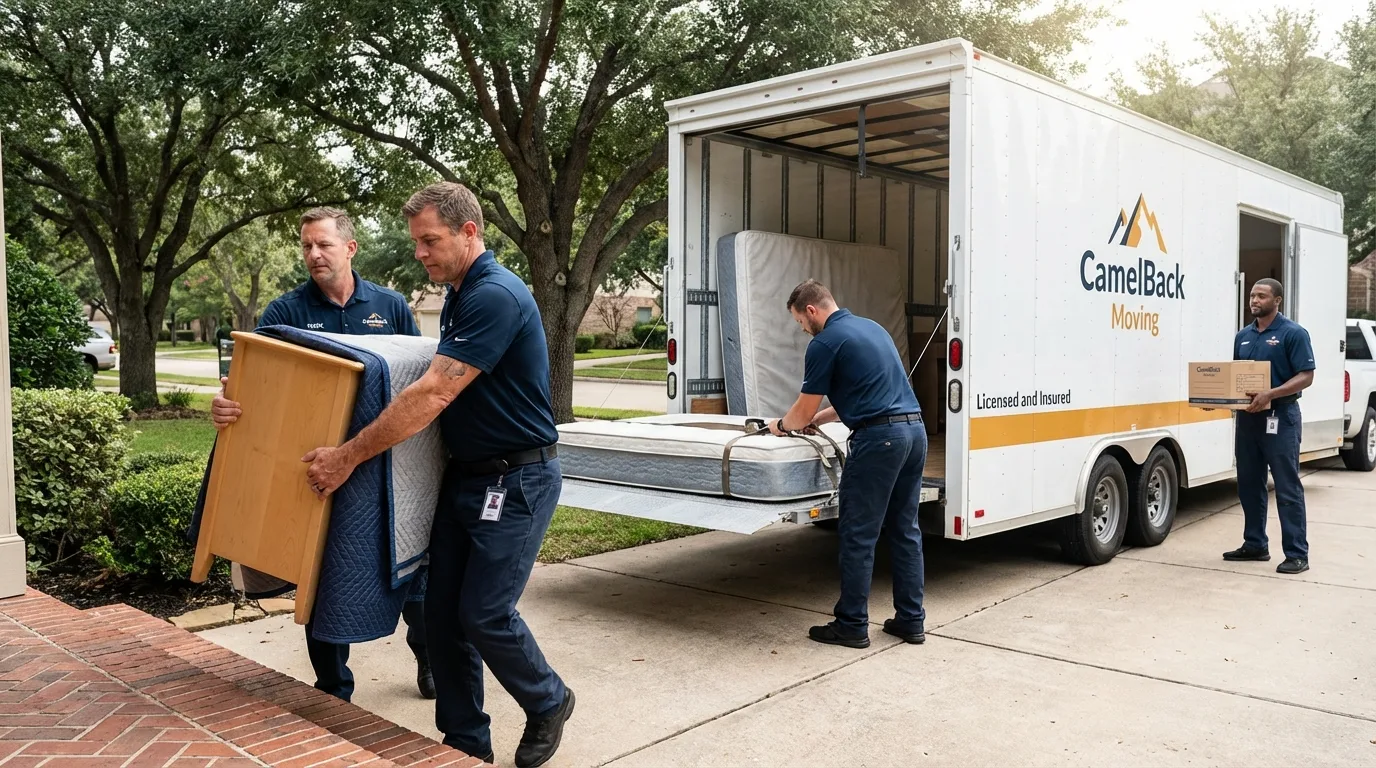 Crew loading residential truck for cross-state move from West Brookfield, MA