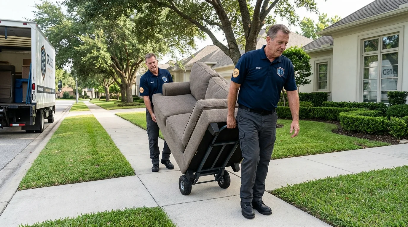 Local residential moving crew loading furniture in West Brookfield, MA